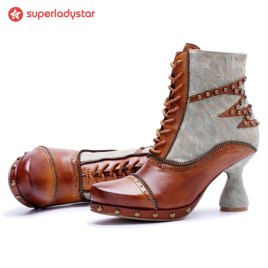 Retro Handmade Pachwork Fashionable Ankle Boots