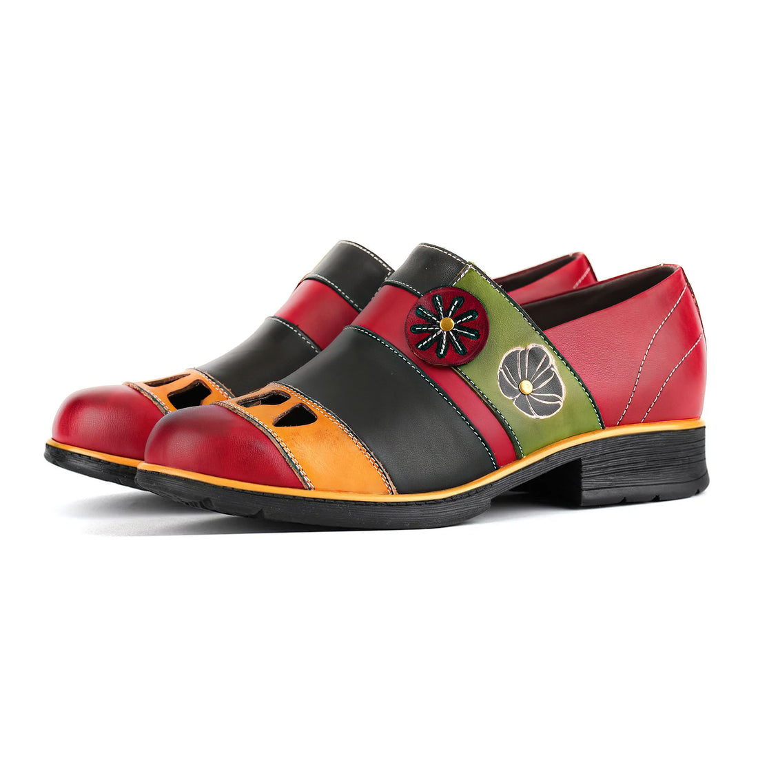 Pisas de mocasines de bloque de color floral (pre-pedido)