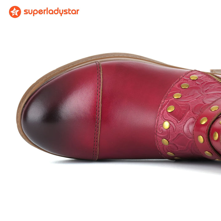 Stivali caviglie con fibbia in rilievo