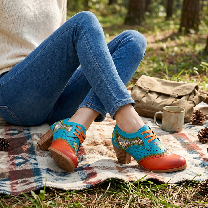 Oxford bohémien traforate con tacco medio