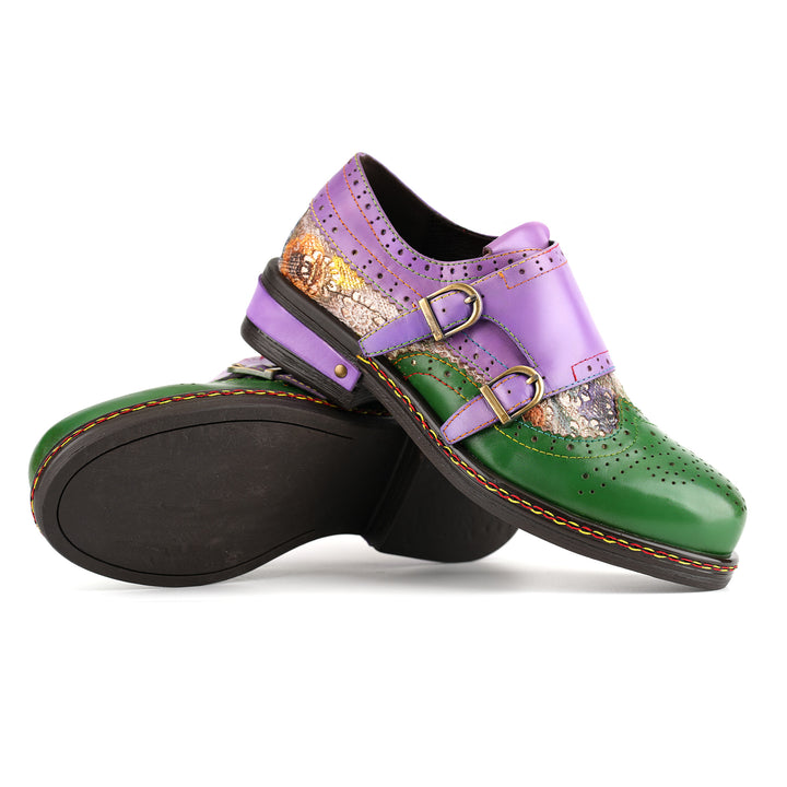 Colorblock Mary Jane Oxford Flat Shoes