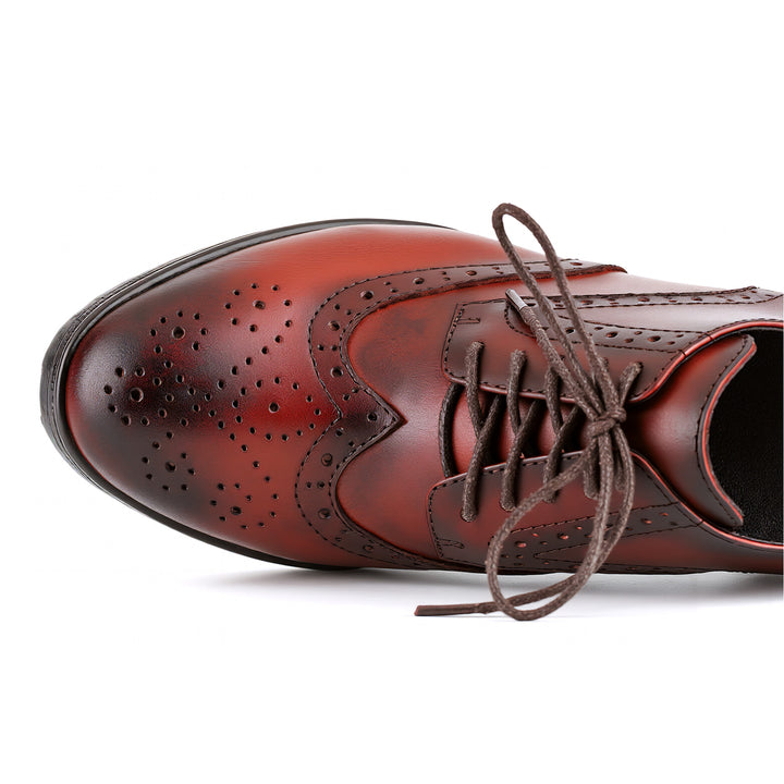 Vintage Oxford-Style Lace-Up Leather Pumps