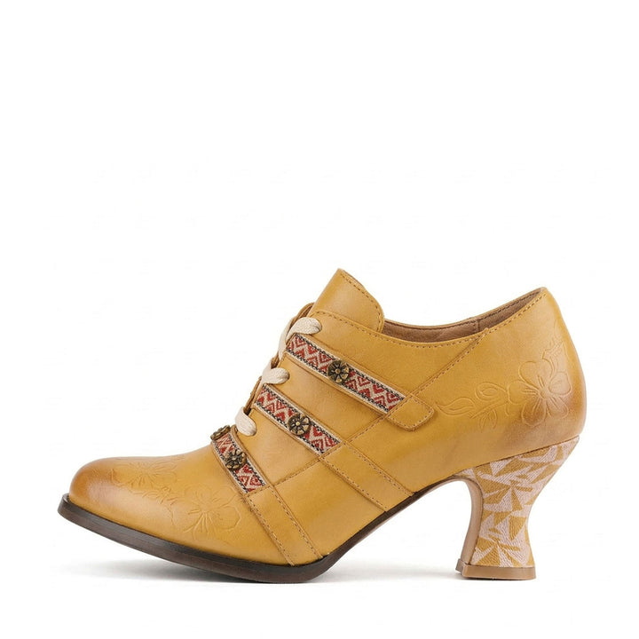 Vintage Boho Lace-Up Pumps