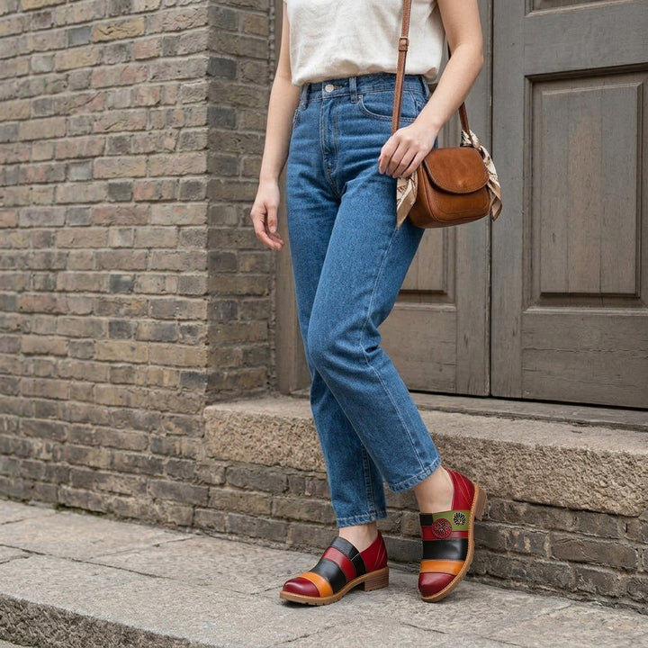 Floral Color-Block Loafers Flats