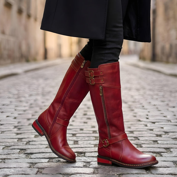 Botas de fivela de charme escarlate (pré-encomenda)