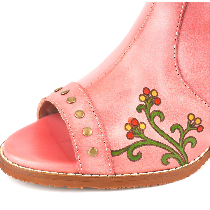 Sandalen mit floralem Cutout und Schnallenriemen