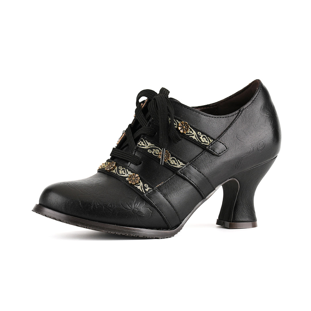 Vintage Boho Lace-Up Pumps