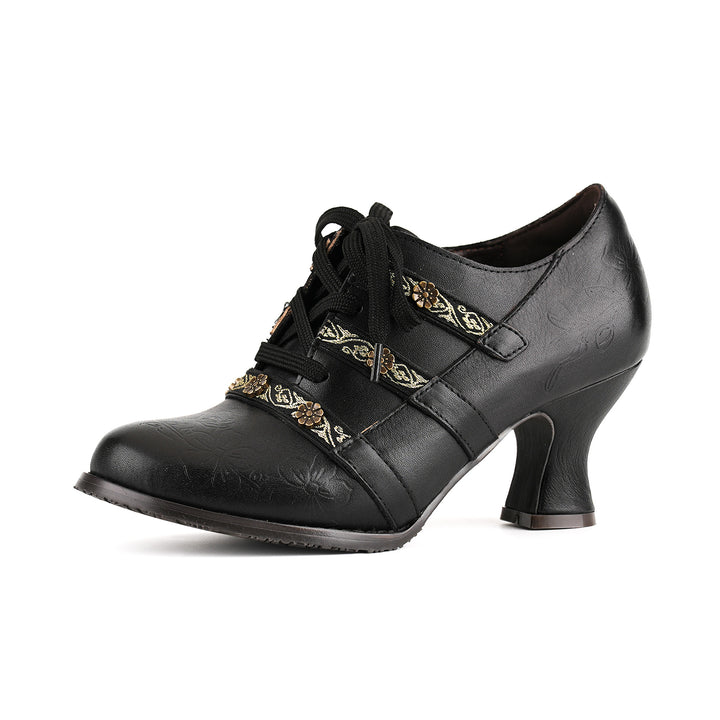Vintage Boho Lace-Up Pumps