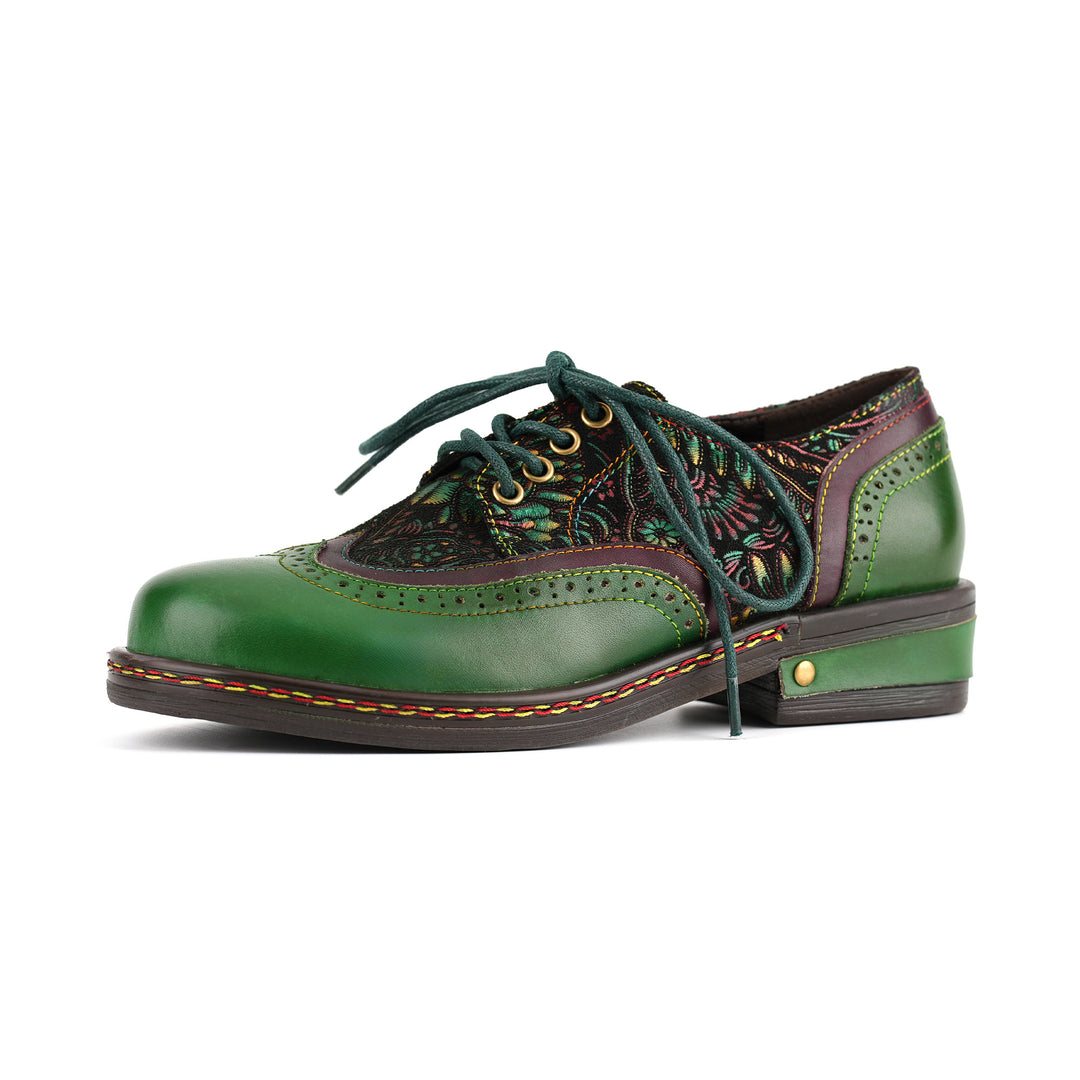 Bohemian Brogue Lace-Up Flats