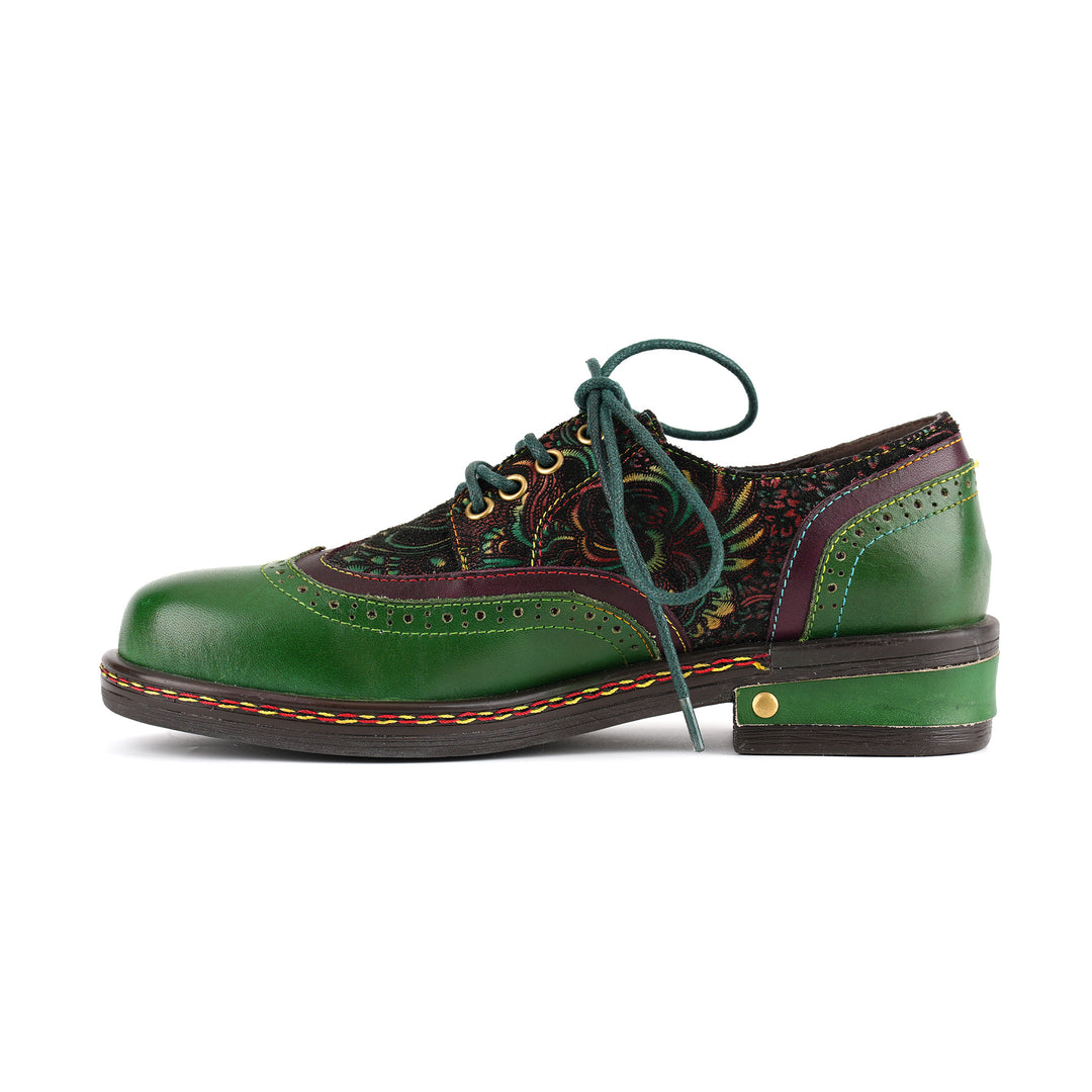 Bohemian Brogue Lace-Up Flats