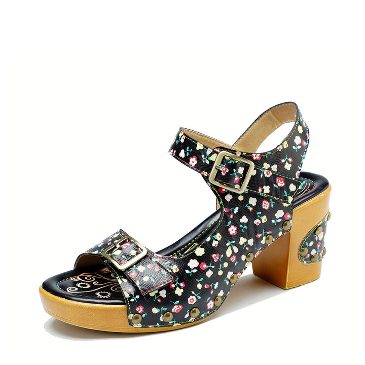 Retro Fashionable Handmade Leather Floral Sandals