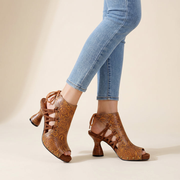 Vintage Handmade Scroll Carved Sandals