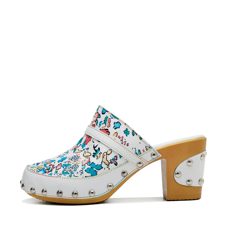 Handmade Round Toe Fresh Floral Print Sandals
