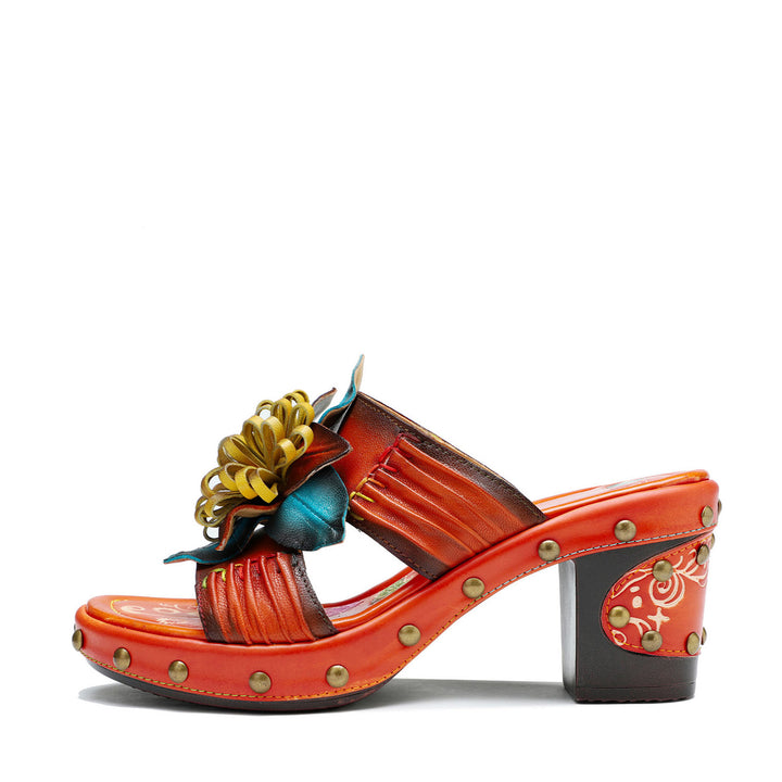 Vintage Handmade Leather Floral Sandals