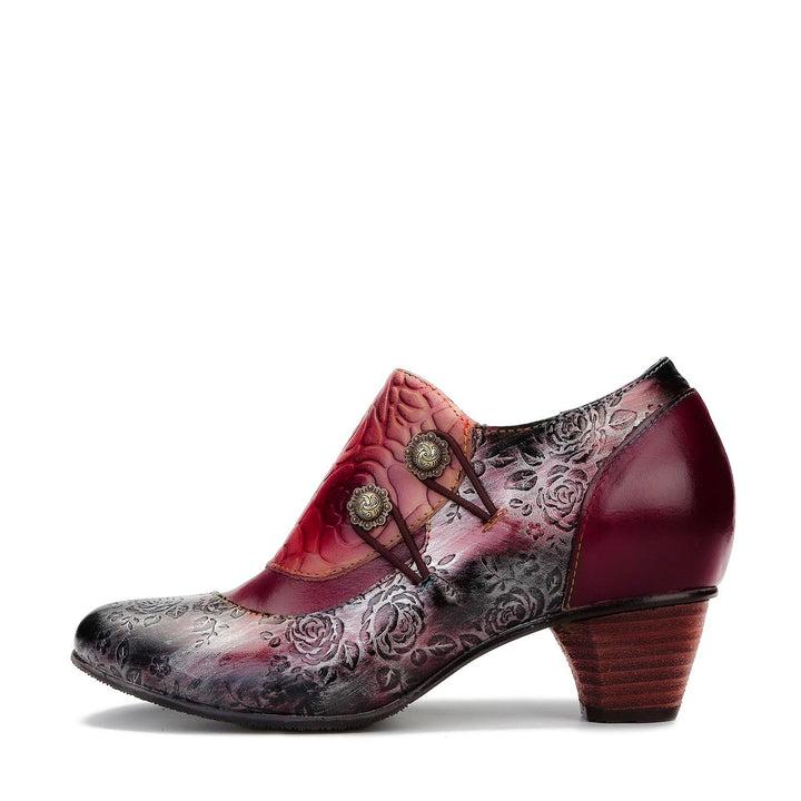 Handgeprägte Leder mit niedriger Absatzschuhe