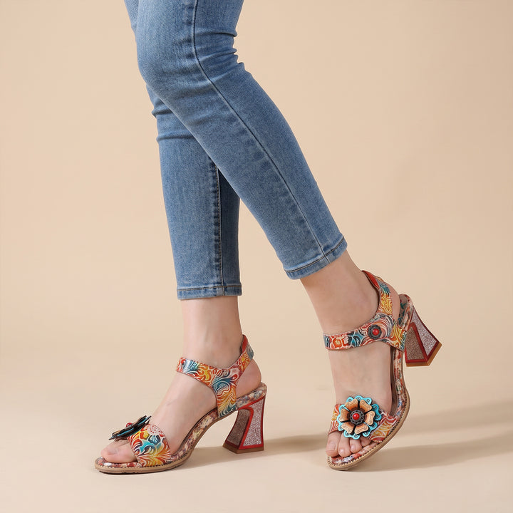 Floral Boho Open-Toe 3D Flower Sandals