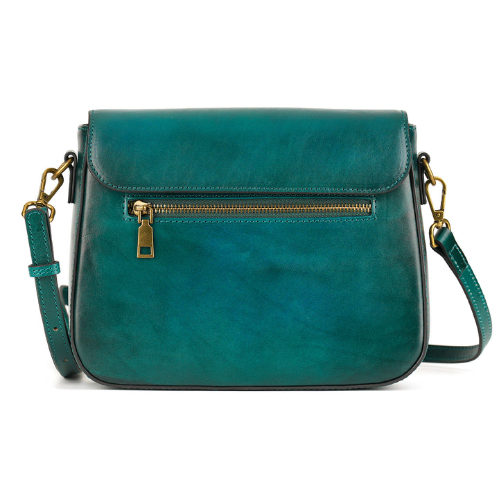 Peacock Feather Embossed Leather Crossbody Bag