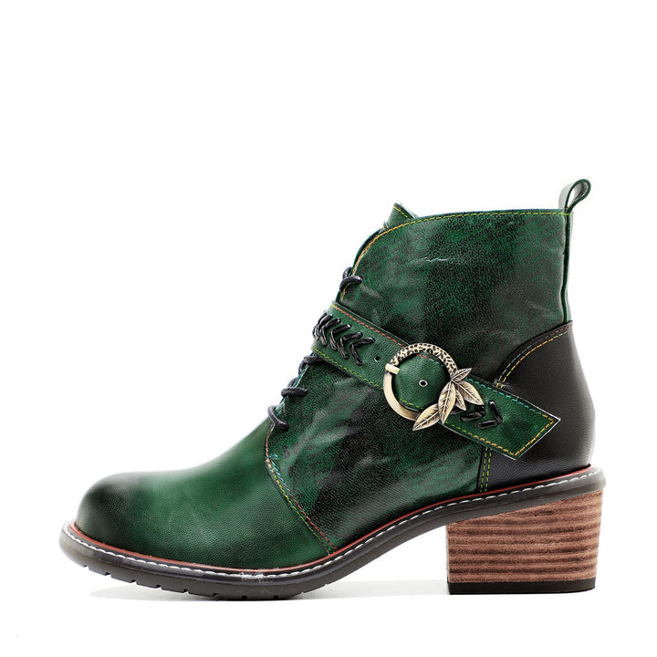 Retro Casual Style Strap Low Heel Booties