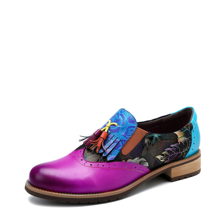 Bohemian Painted  Brogue Genuine Leather Shoes