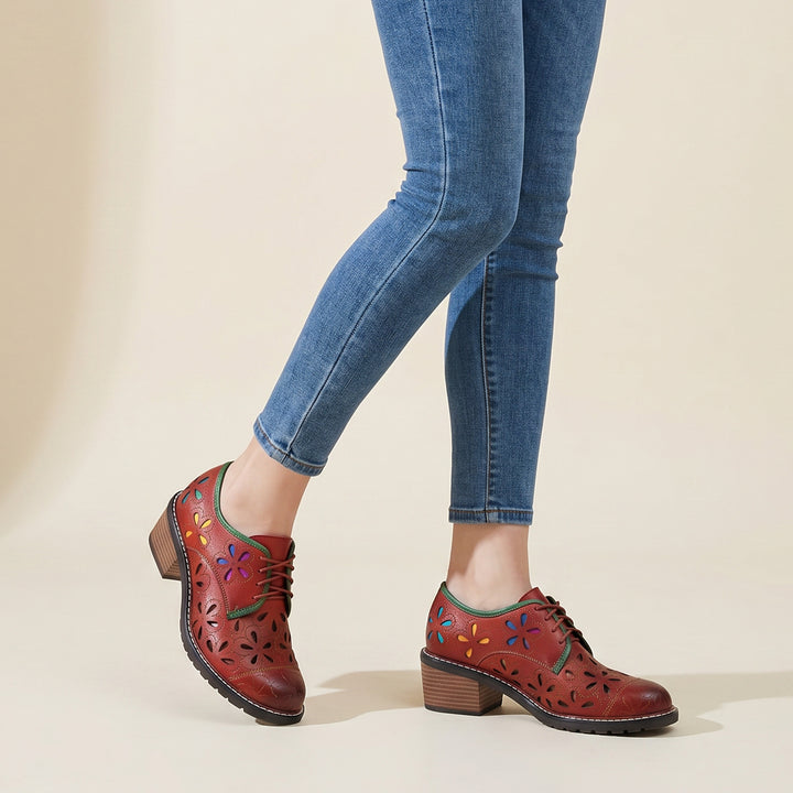 Vintage Handmade Leather Hollow Flat Shoes