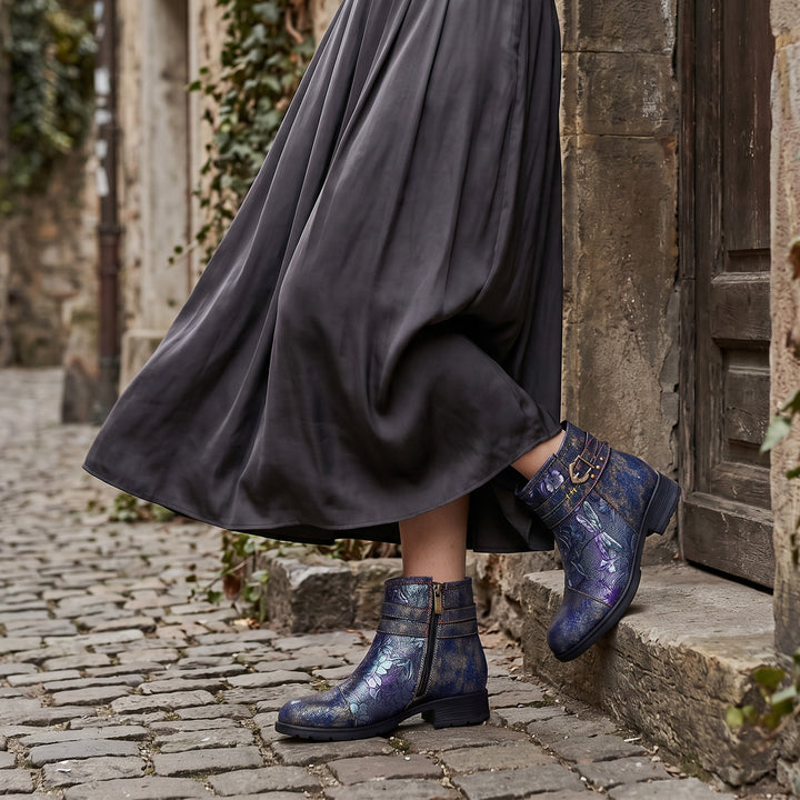 Vintage Handmade Embossed Dragonfly Flat Shoes