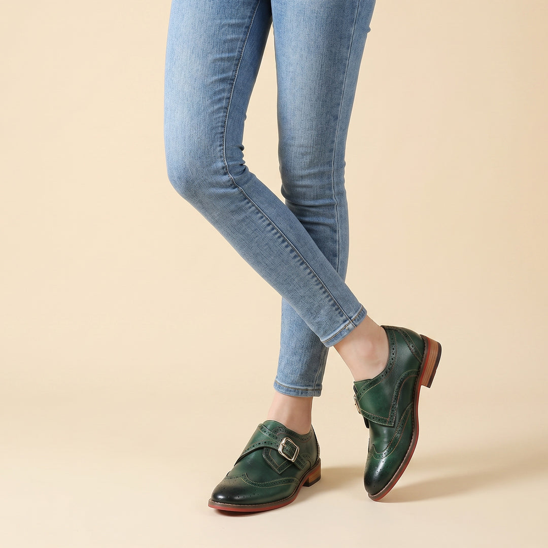 Scarpe pianeggiate fatte a mano in pelle fatta a mano