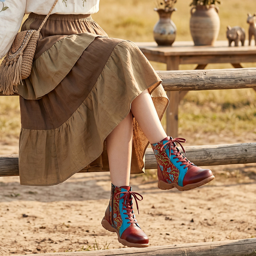 Leather Handmade Comfortable Casual Ankle Boots