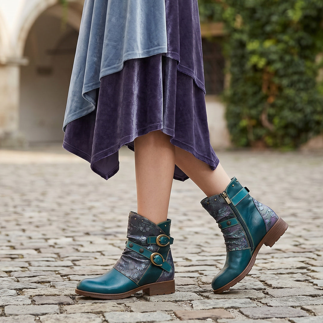 Scarpe piatta fibbia dipinte retrò