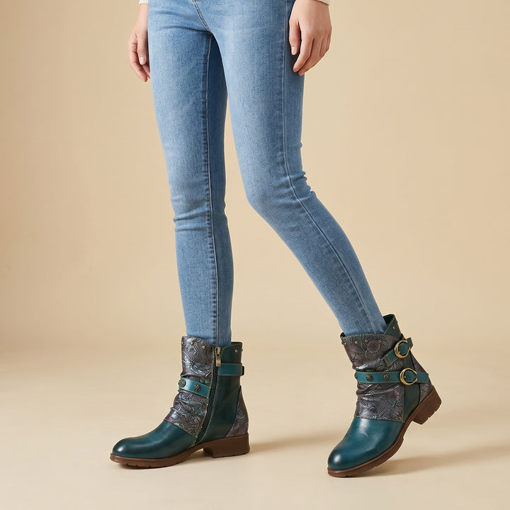 Scarpe piatta fibbia dipinte retrò