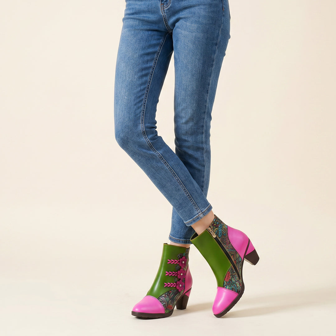 Retro Handmade Floral Fantasy Boots