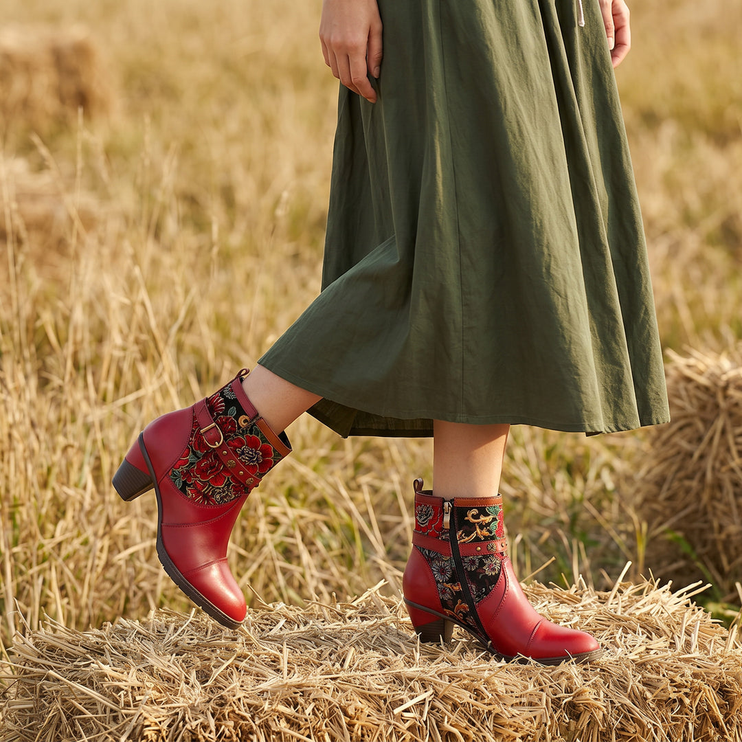 Vintage lebendige Blumenstiefel mit Blumenstiefeln