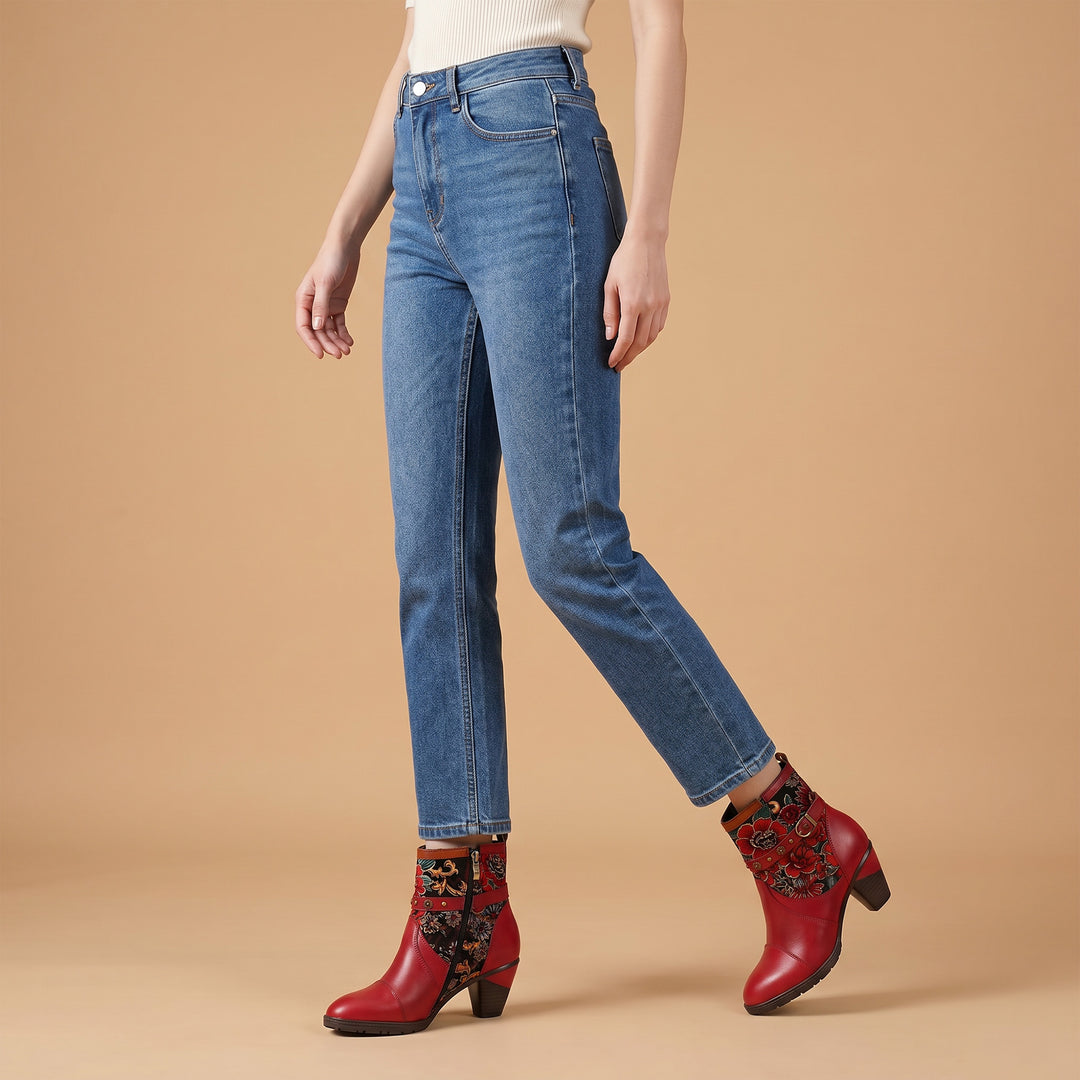 Vintage lebendige Blumenstiefel mit Blumenstiefeln