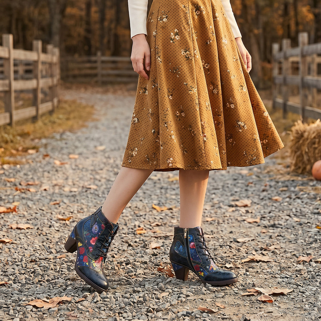 Retro Handmade Leather Patchwork Ankle Boots