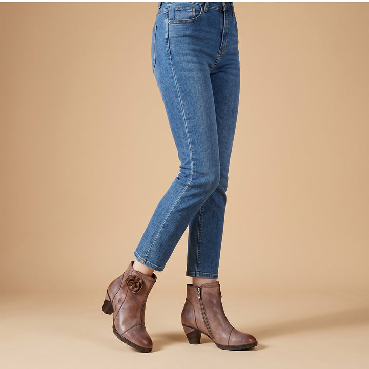 Vintage Rose Leather Ankle Boots