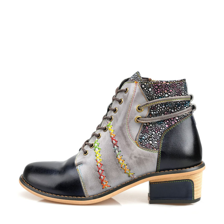 Botas de tornozelo de tornozelo casual em couro retrô