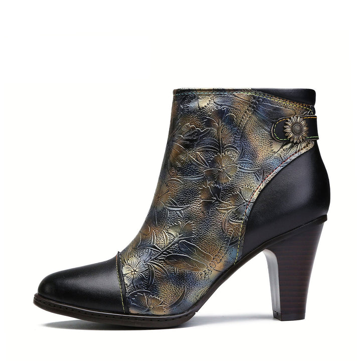 Vintage Handmade Embossed Ankle Boots
