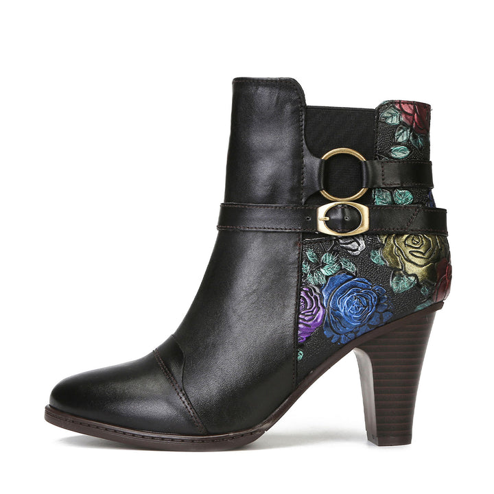 Vintage Handmade Embossed Adjustable Ankle Boots