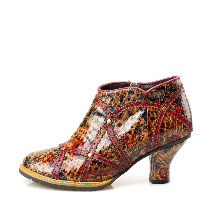 Botines de tacón bajo coloridos hechos a mano
