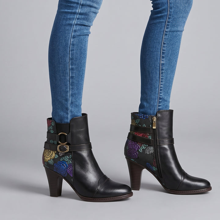 Vintage Handmade Embossed Adjustable Ankle Boots