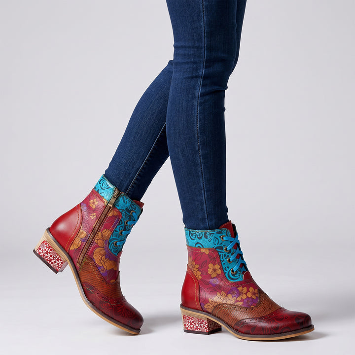 Tobillo de cuero de cuero de vaca rojo al aire libre al aire libre