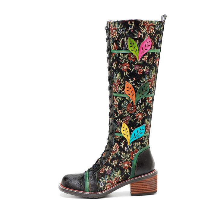 Vintage handgefertigte atemberaubende Blumenstiefel