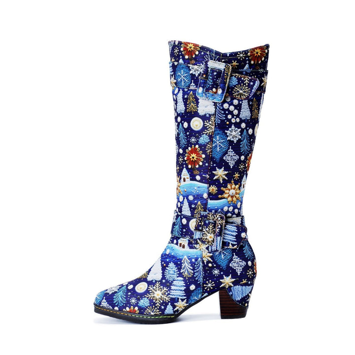 Botas de cuero encantadas artesanales de Navidad