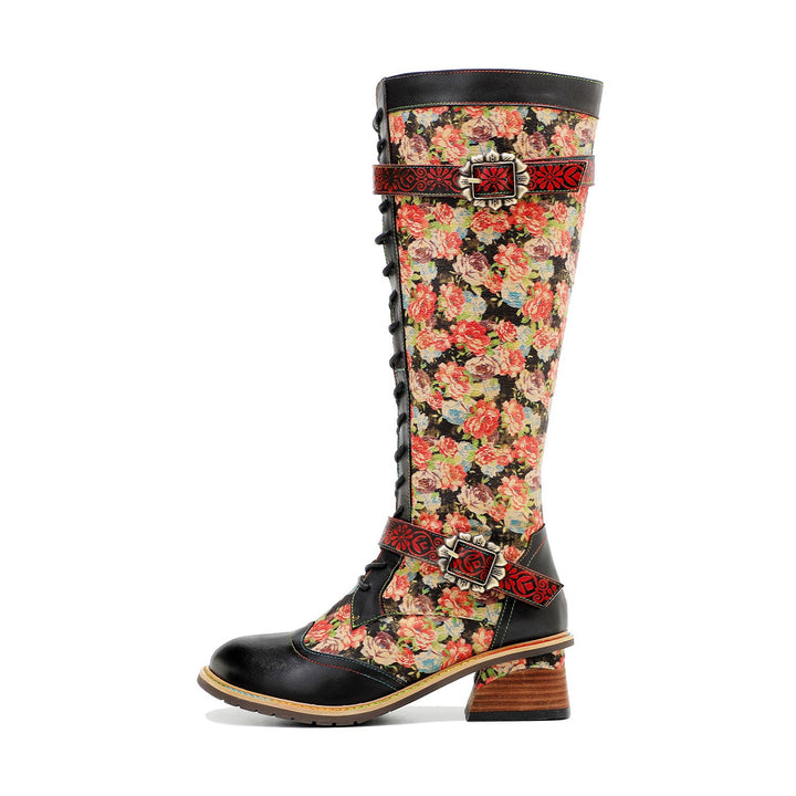 Vintage Hand-printed Stunning Floral Boots