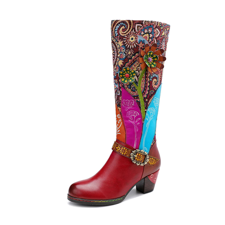 Vintage Handmade Floral Embossed Boots