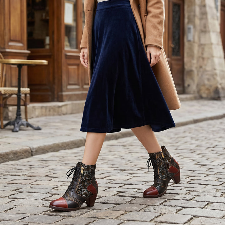 Botas retro de tobillo de cuero hecho a mano