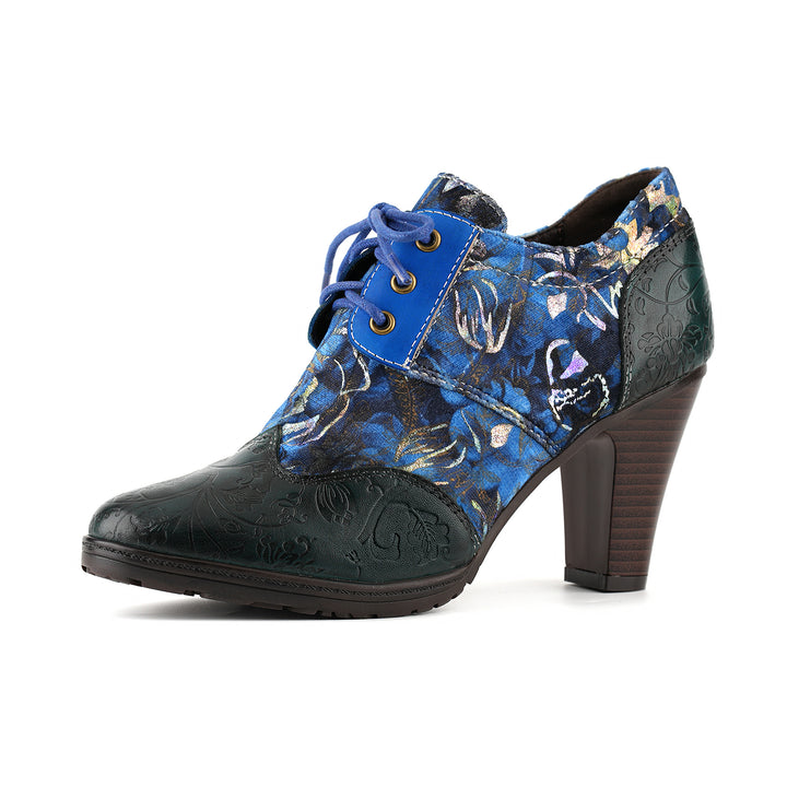 Midnight Bloom Lace-Up Pumps