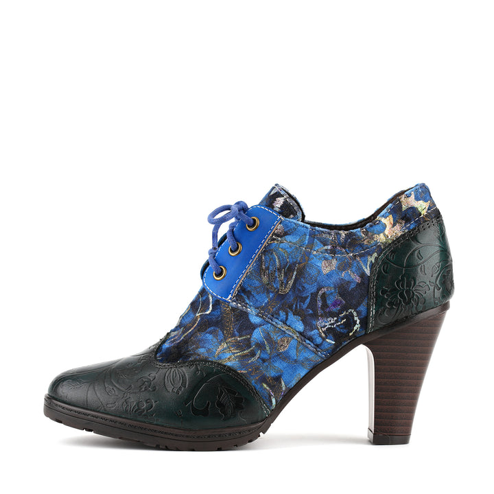 Midnight Bloom Lace-Up Pumps