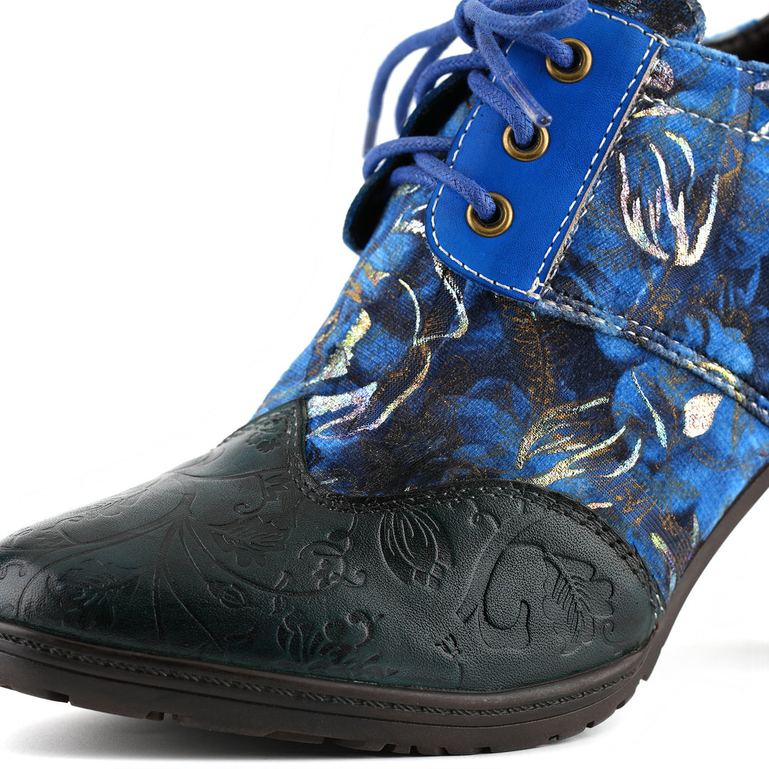 Midnight Bloom Lace-Up Pumps