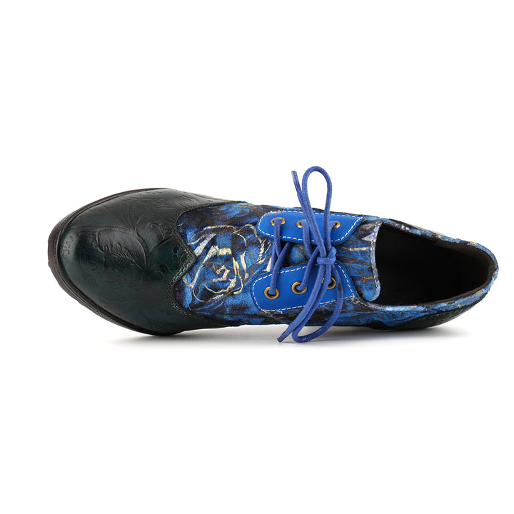 Midnight Bloom Lace-Up Pumps