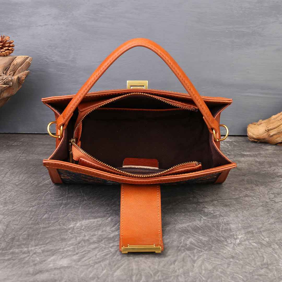 Borsa tote a spalla ricamata floreale vintage